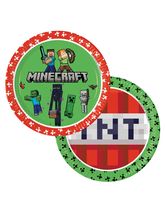 8 assiettes en papier 23cm Minecraft