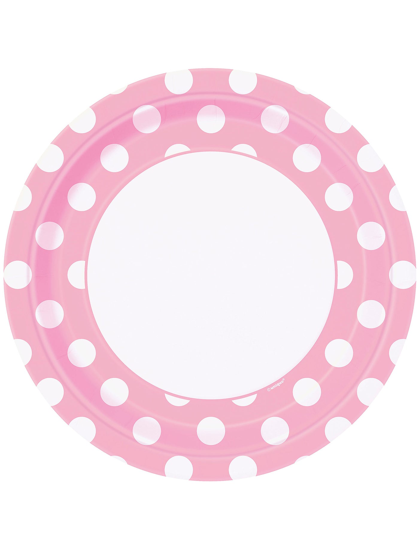 8 Assiettes rose clair à pois blancs en carton 22 cm