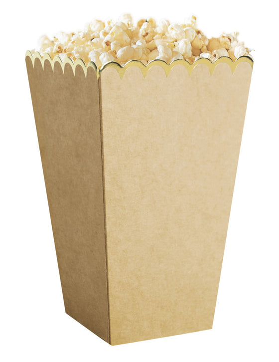 8 Boîtes à pop corn kraft et or 12,5 x 7 cm