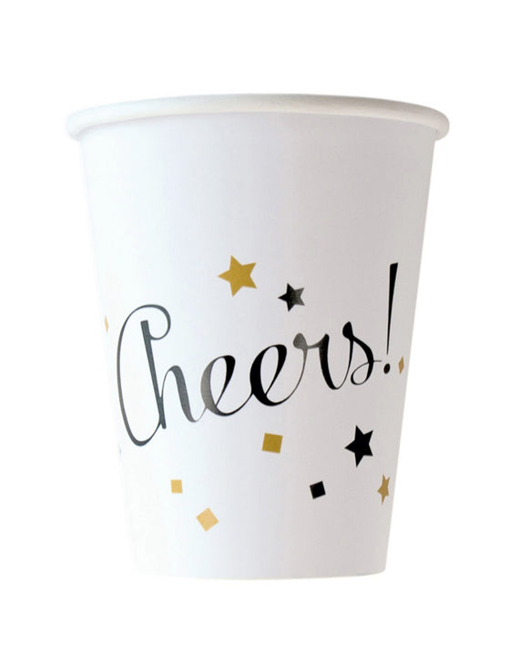 8 Gobelets en carton happy new year doré 250 ml