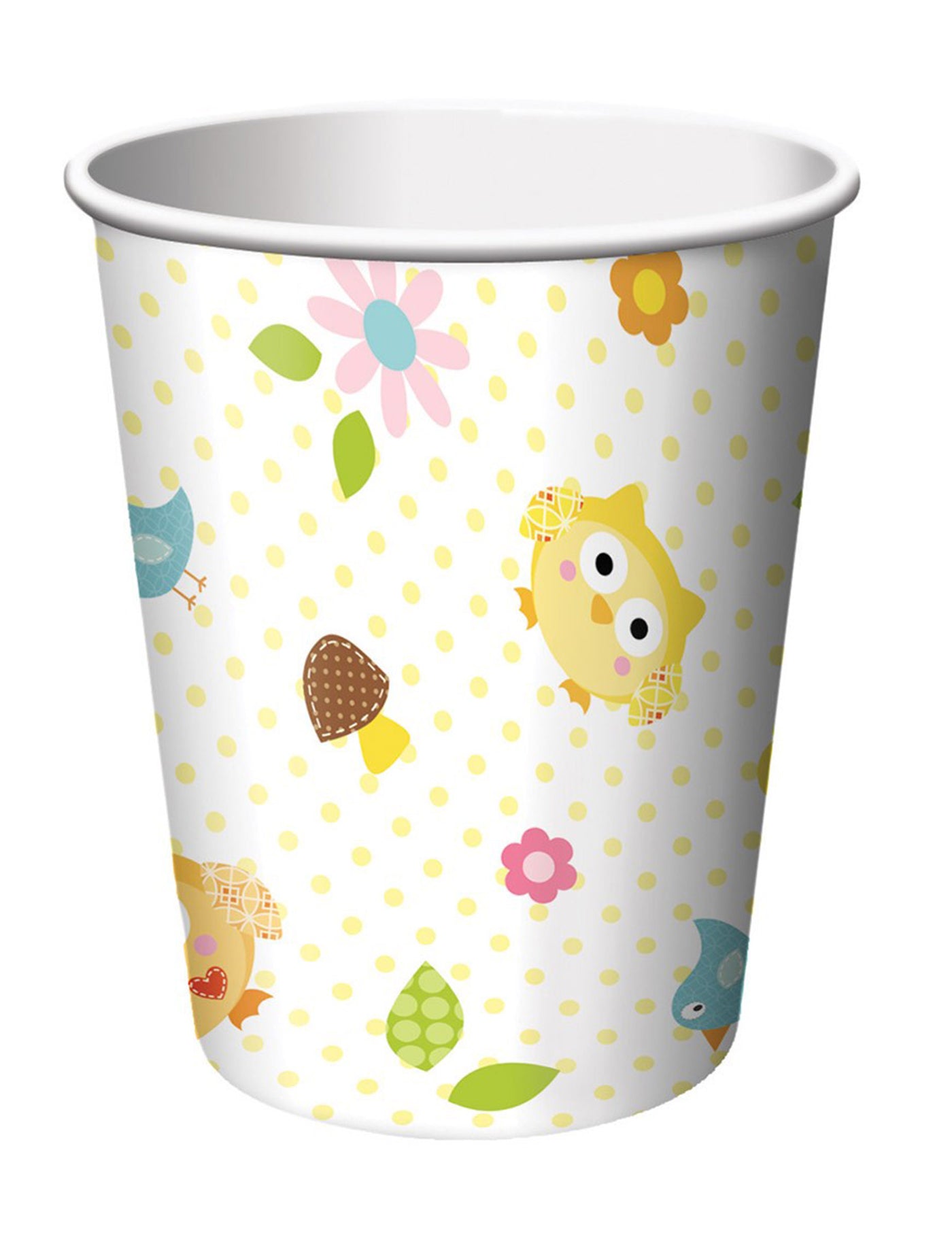 8 gobelets en carton petits hiboux 266 ml pour anniversaire