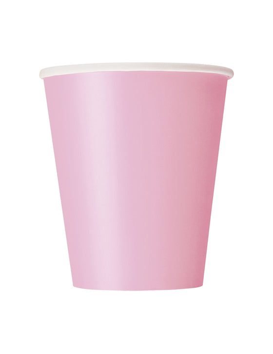 8 Gobelets en carton rose clair 210 ml