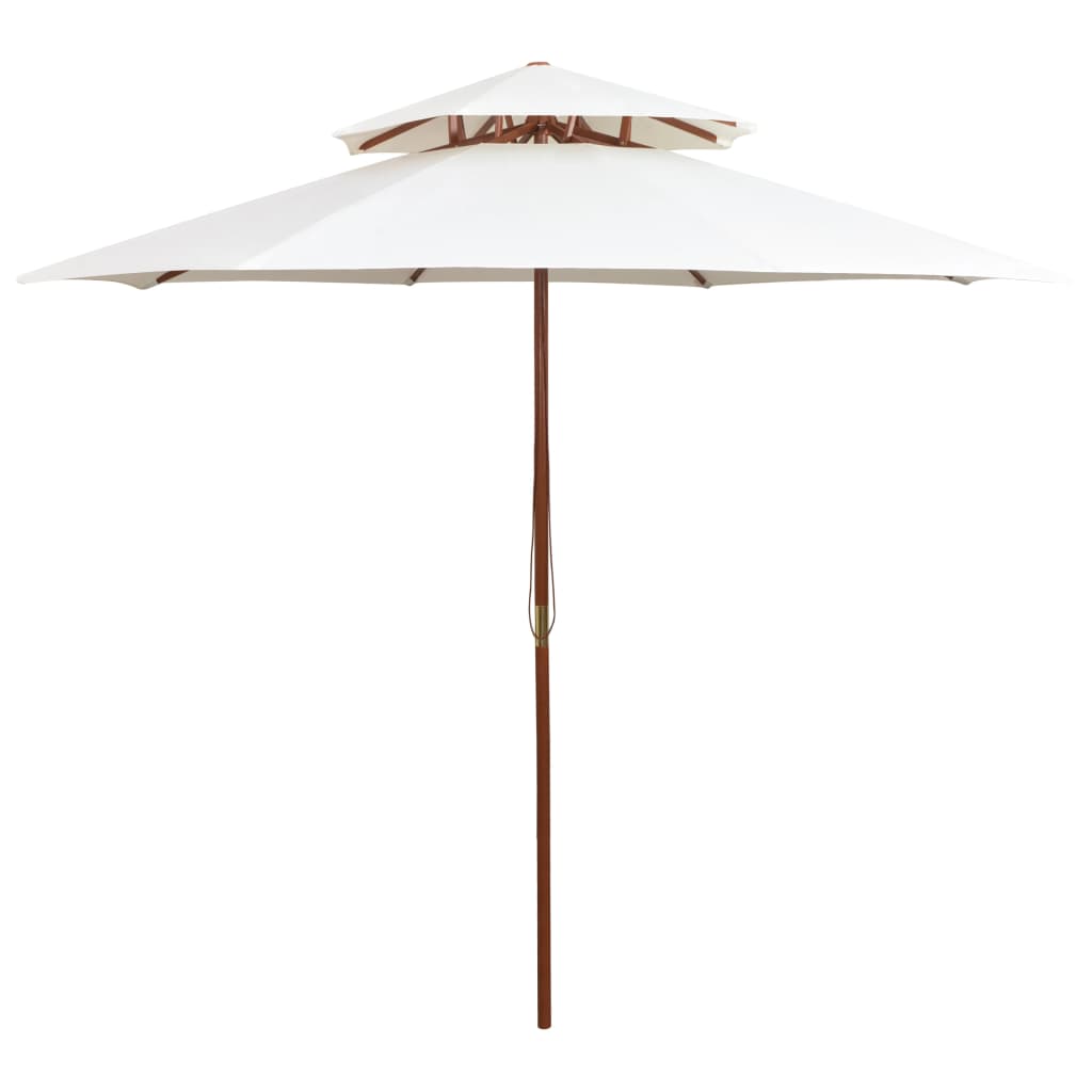 Dubbeldekker Parasol 270X270 Cm Houten Paal Wit