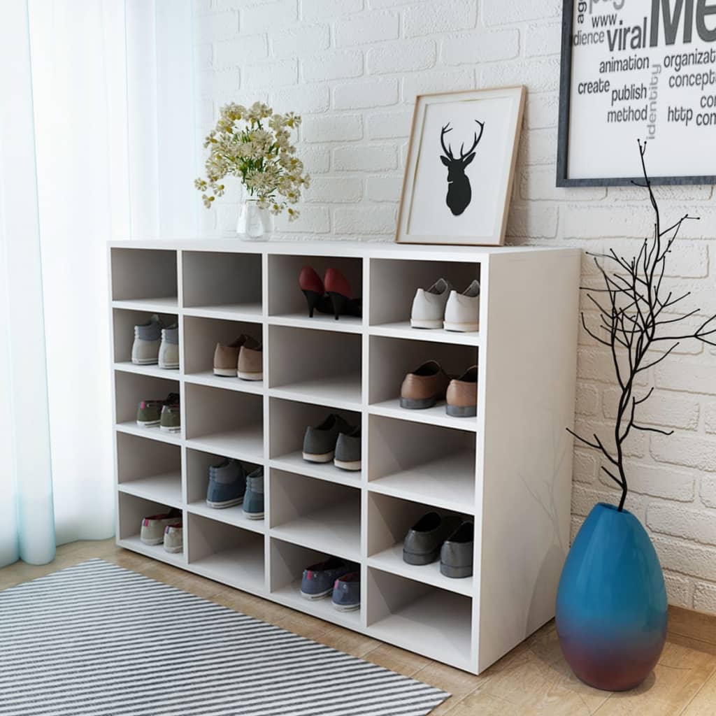 Schoenenrek 92X30X67,5 Cm Bewerkt Hout Wit