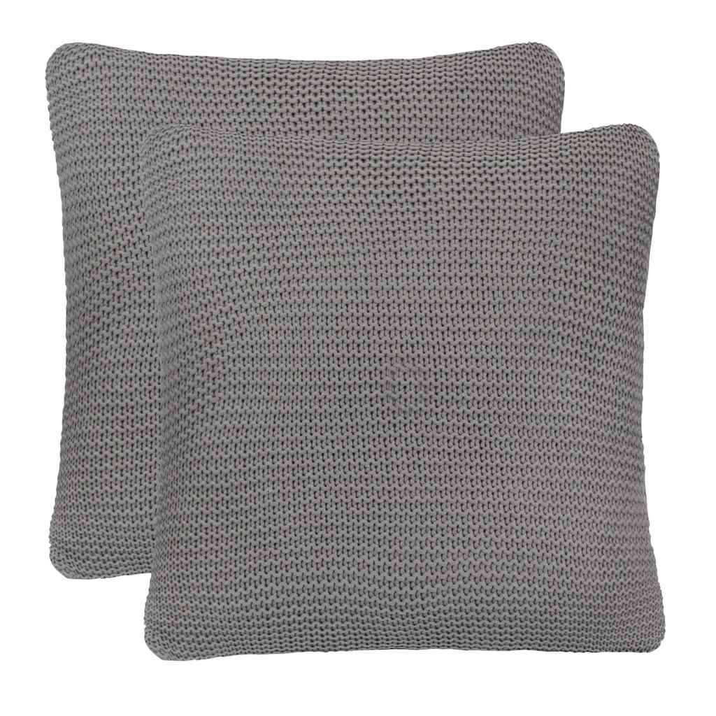 Dekenkussen Basketweave Met Kussen Grijs Katoen