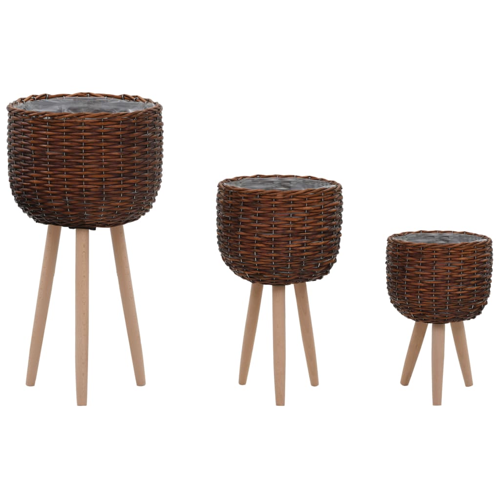 Plantenbakken 3 St Wicker Met Pe-Voering
