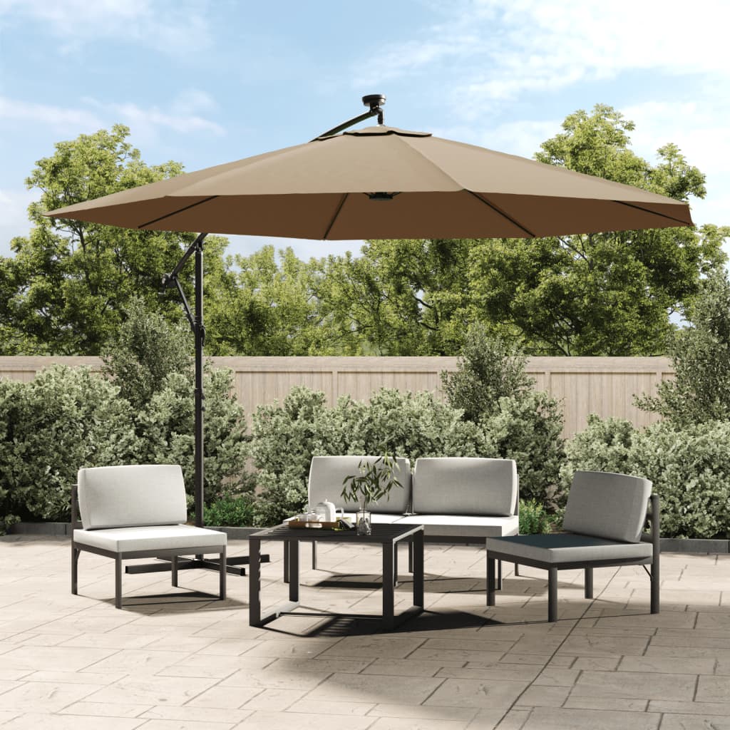 Zweefparasol Met Led-Verlichting En Metalen Paal
