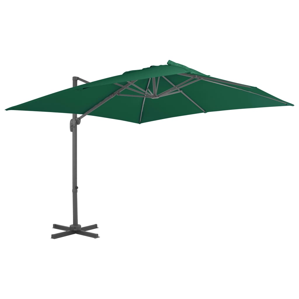 Zweefparasol Met Aluminium Paal 300X300 Cm Groen Wit