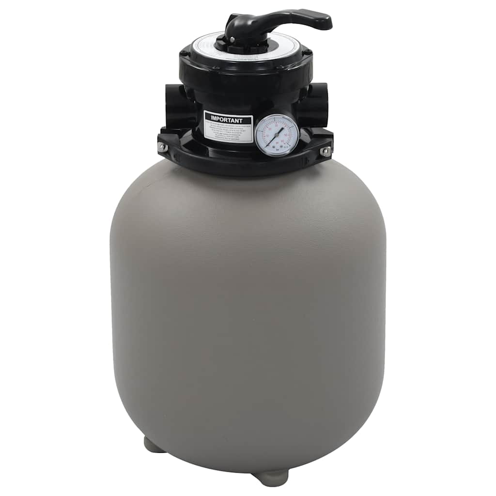 Zwembadzandfilter Met 4-Positie Ventiel 350 Mm Grijs Zwart