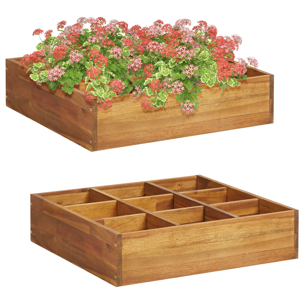 Kruidenplantenbak Verhoogd 60X60X15 Cm Massief Acaciahout Groen