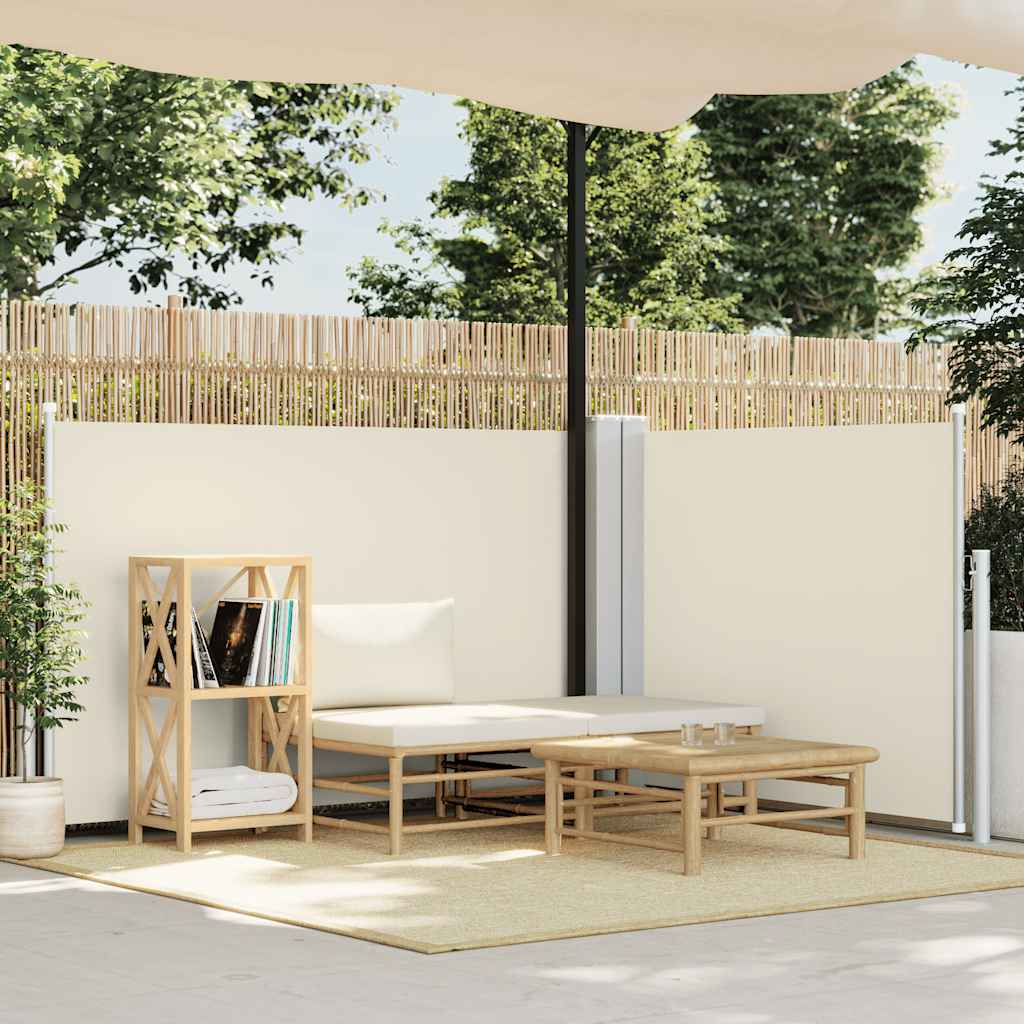 Windscherm Uittrekbaar 100X600 Cm Crème Natuurlijk Douglashout