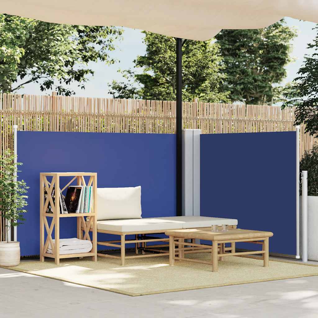 Windscherm Uittrekbaar 100X600 Cm Blauw Grijs Grenenhout