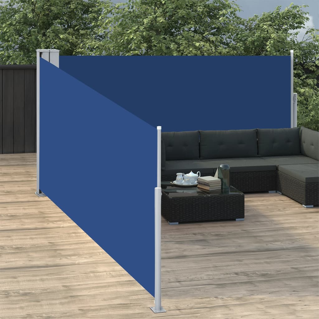 Windscherm Uittrekbaar 100X1000 Cm Blauw Zwart