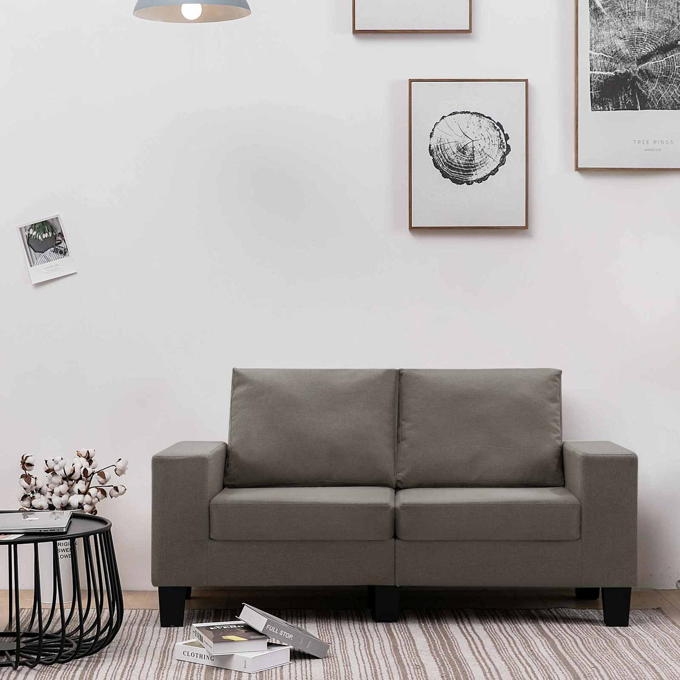 vidaXL Canapé Taupe 2 places tissu