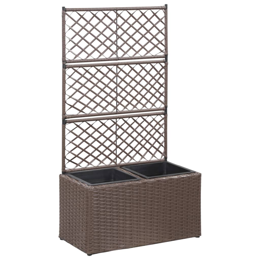 Latwerkplantenbak Verhoogd Met Potten Rattan Bruin
