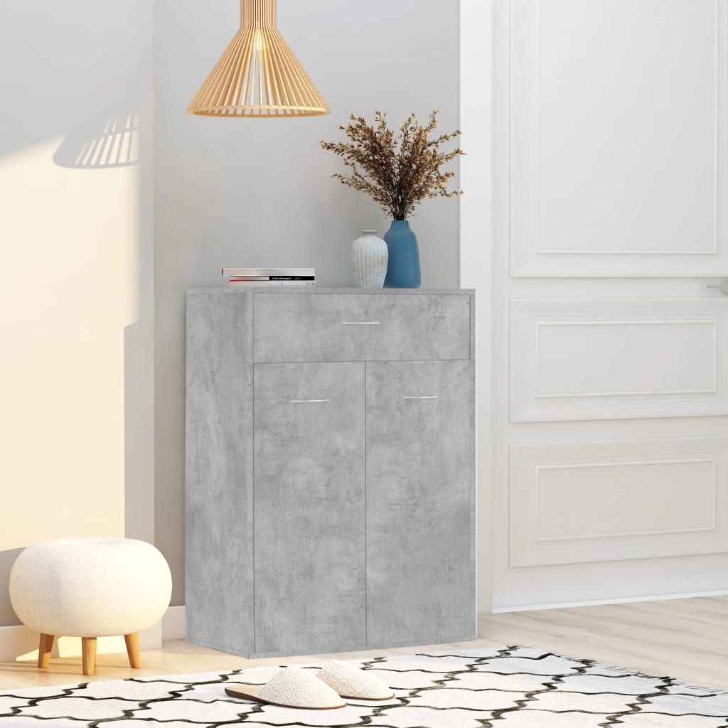 Schoenenkast 60X35X84 Cm Bewerkt Hout Betongrijs