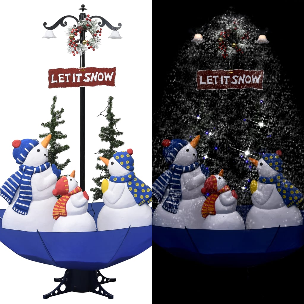 Kerstboom Sneeuwend Met Paraplubasis 170 Cm Pvc Blauw Wit