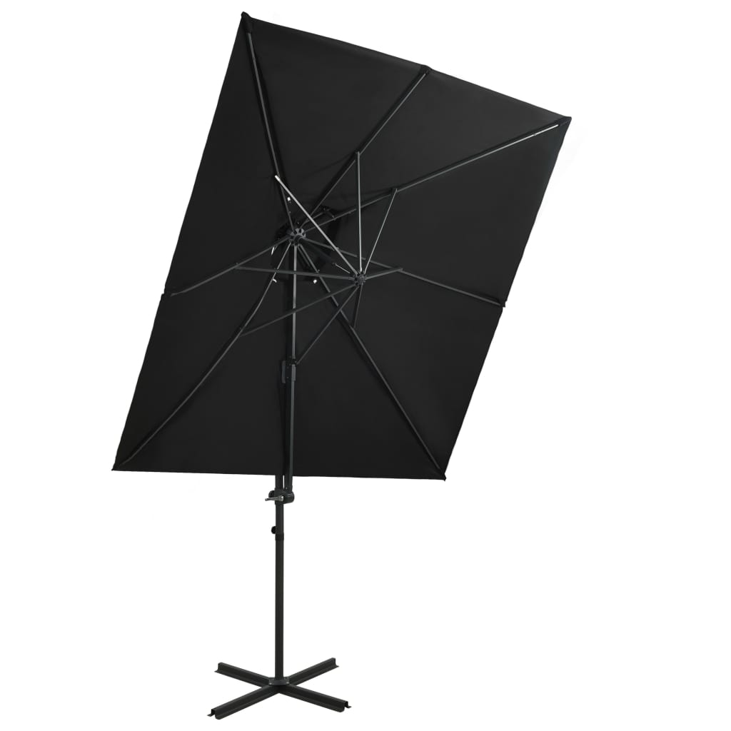 Zweefparasol Met Dubbel Dak 250X250 Cm Zwart