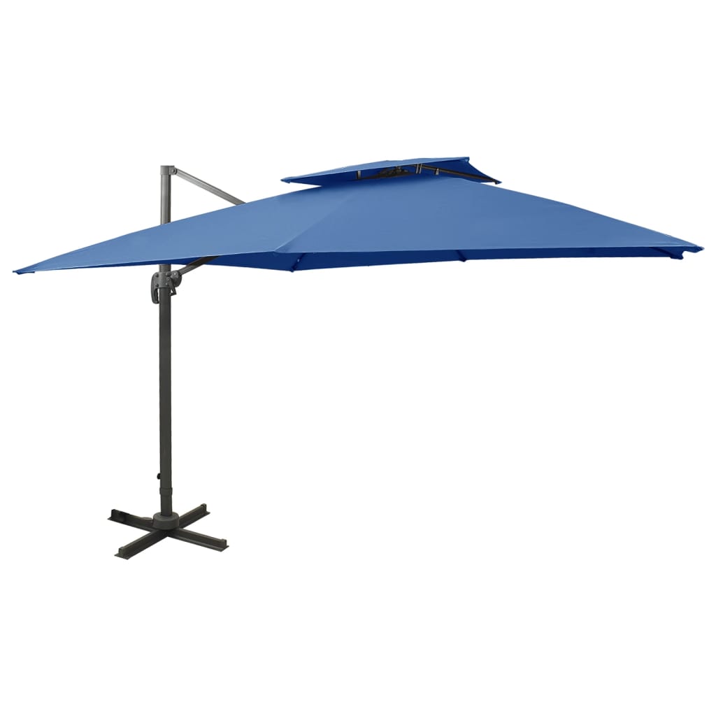 Zweefparasol Met Dubbel Dak 300X300 Cm Azuurblauw Donkergroen