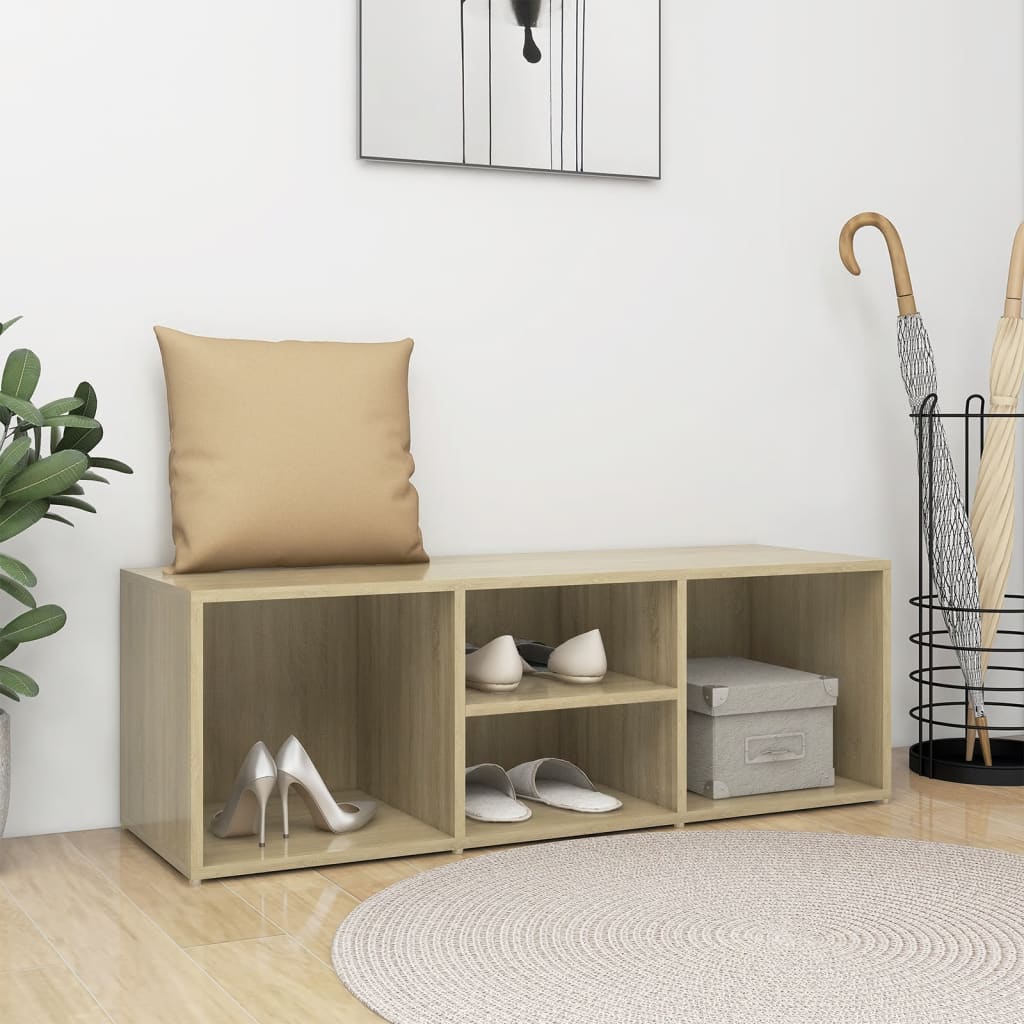 Schoenenopbergbank 105X35X35 Cm Bewerkt Hout Kleur Sonoma Eiken