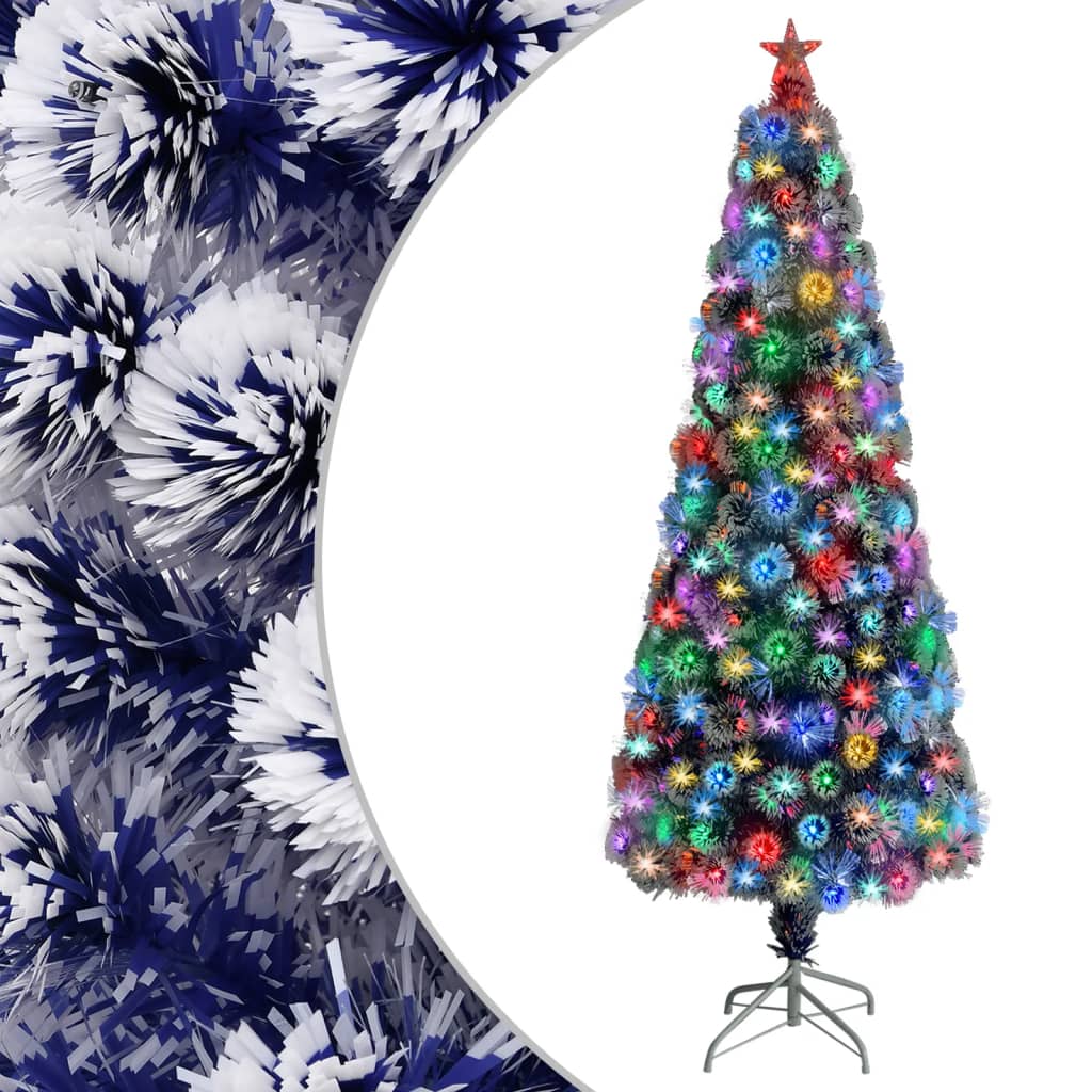 Kunstkerstboom Met Verlichting Glasvezel Wit En Blauw