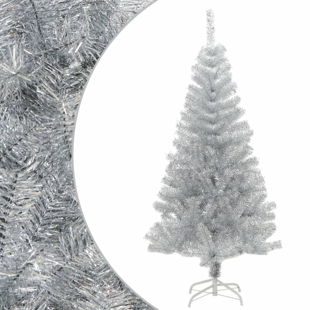 Kunstkerstboom Met Standaard 120 Cm Pet Kleurig Zilver
