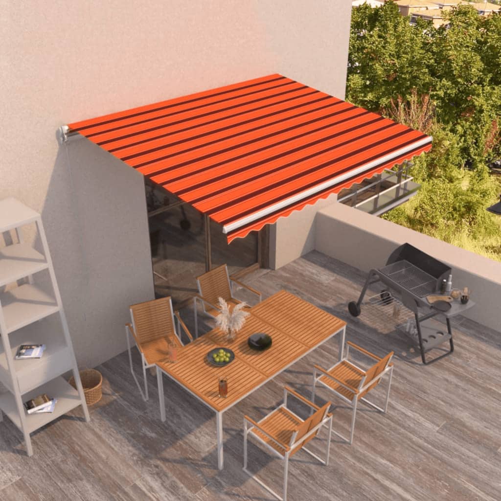 Luifel Handmatig Uittrekbaar 400X300 Cm Oranje En Bruin