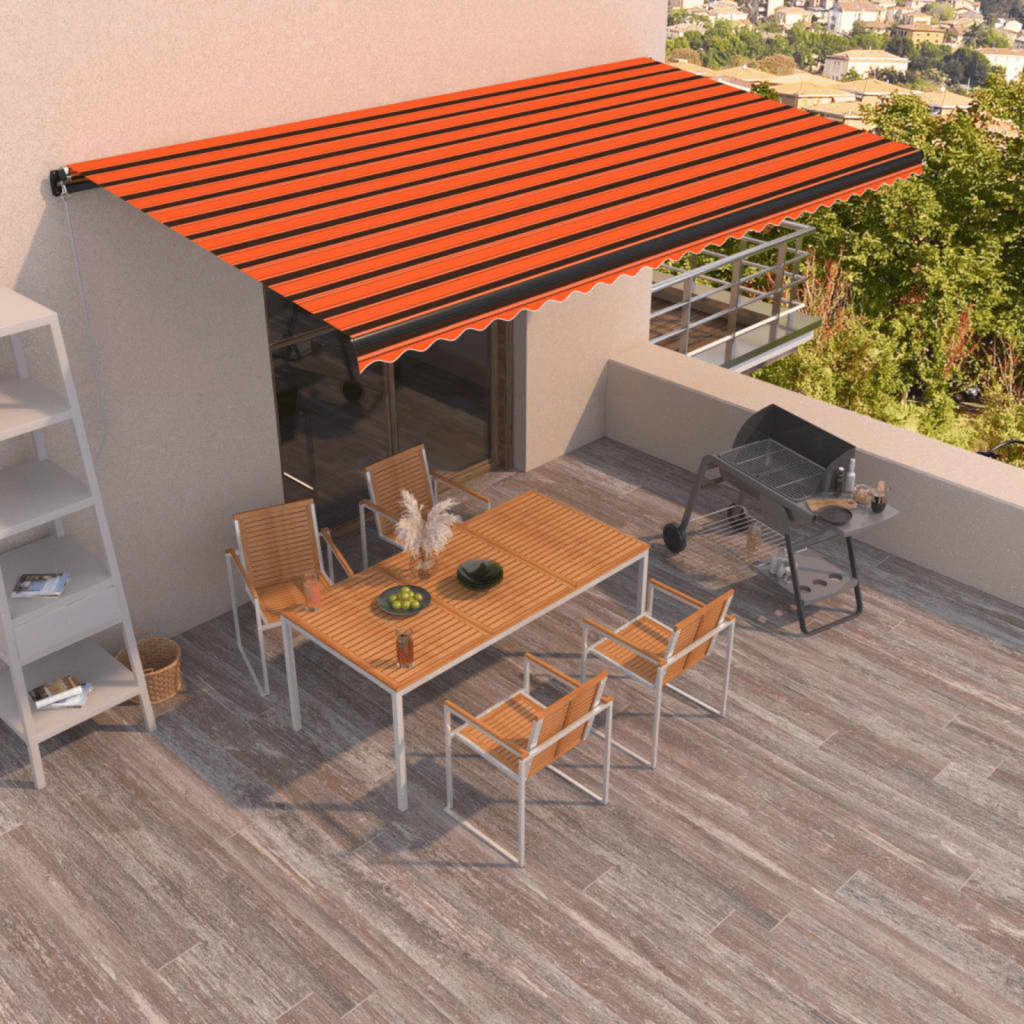 Luifel Handmatig Uittrekbaar 600X300 Cm Oranje En Bruin