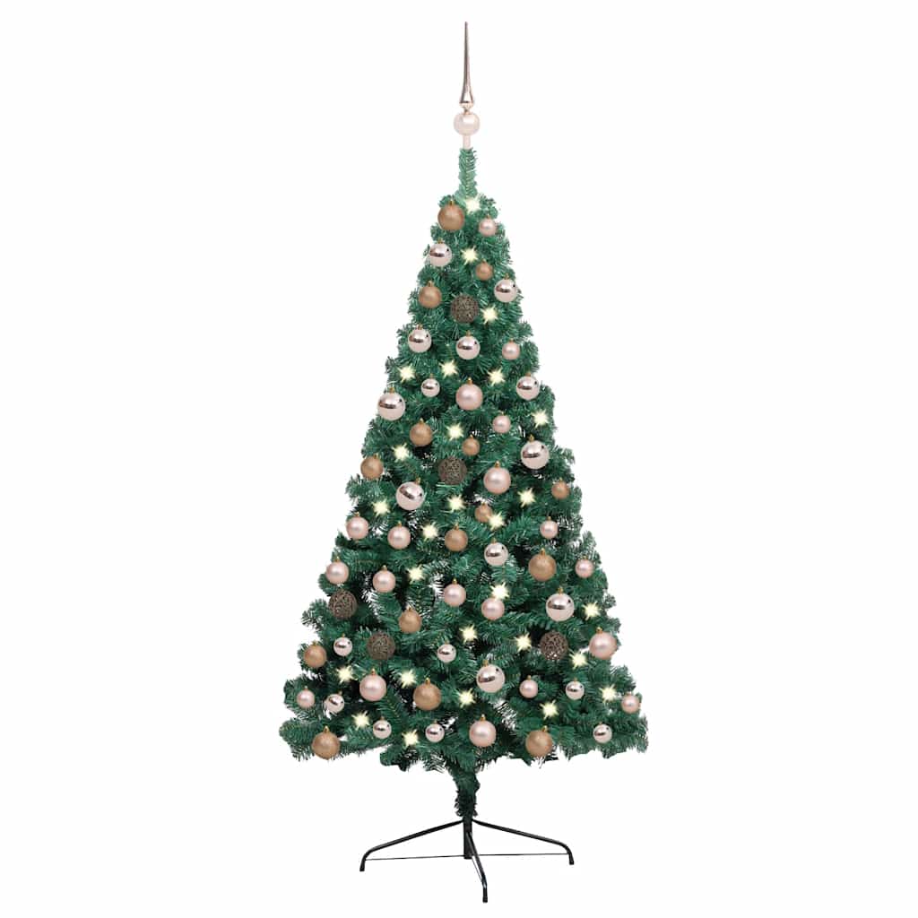 Kunstkerstboom Met Verlichting En Kerstballen Half