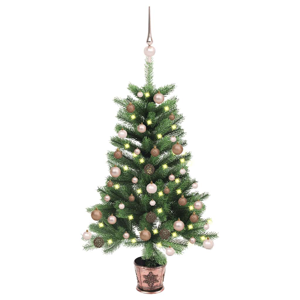 Kunstkerstboom Met Verlichting En Kerstballen 65 Cm Groen Goud