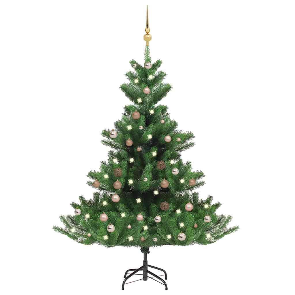 Kunstkerstboom Nordmann Met Led's En Kerstballen 180 Cm Groen Rozen
