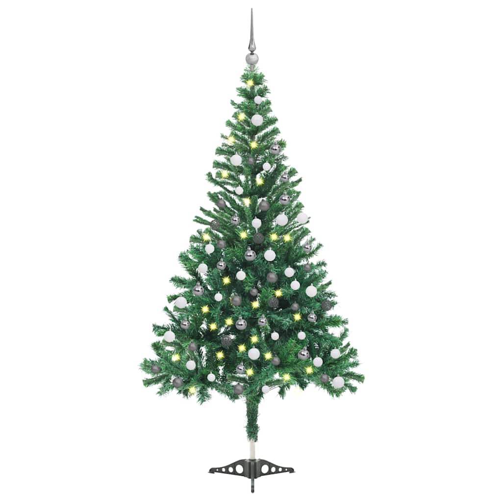 Kunstkerstboom Met Verlichting En Kerstballen 230 Takken 120 Cm