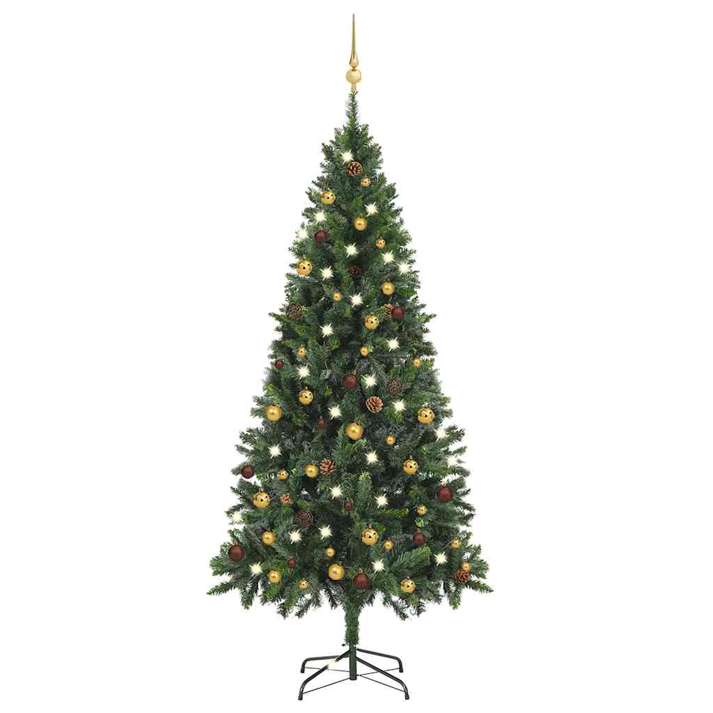 Kunstkerstboom Met Verlichting En Kerstballen 180 Cm Groen En Goud