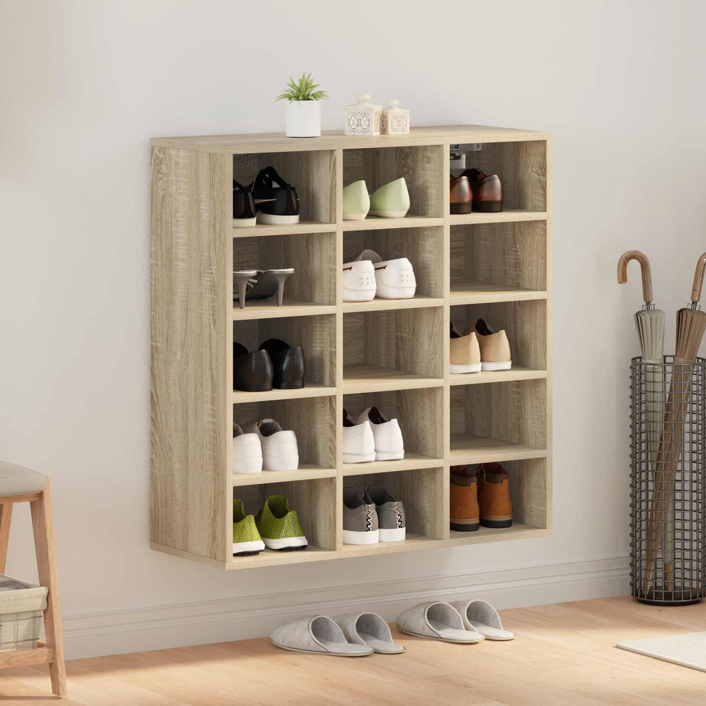 Schoenenkast Sonoma Eik Bewerkt Hout