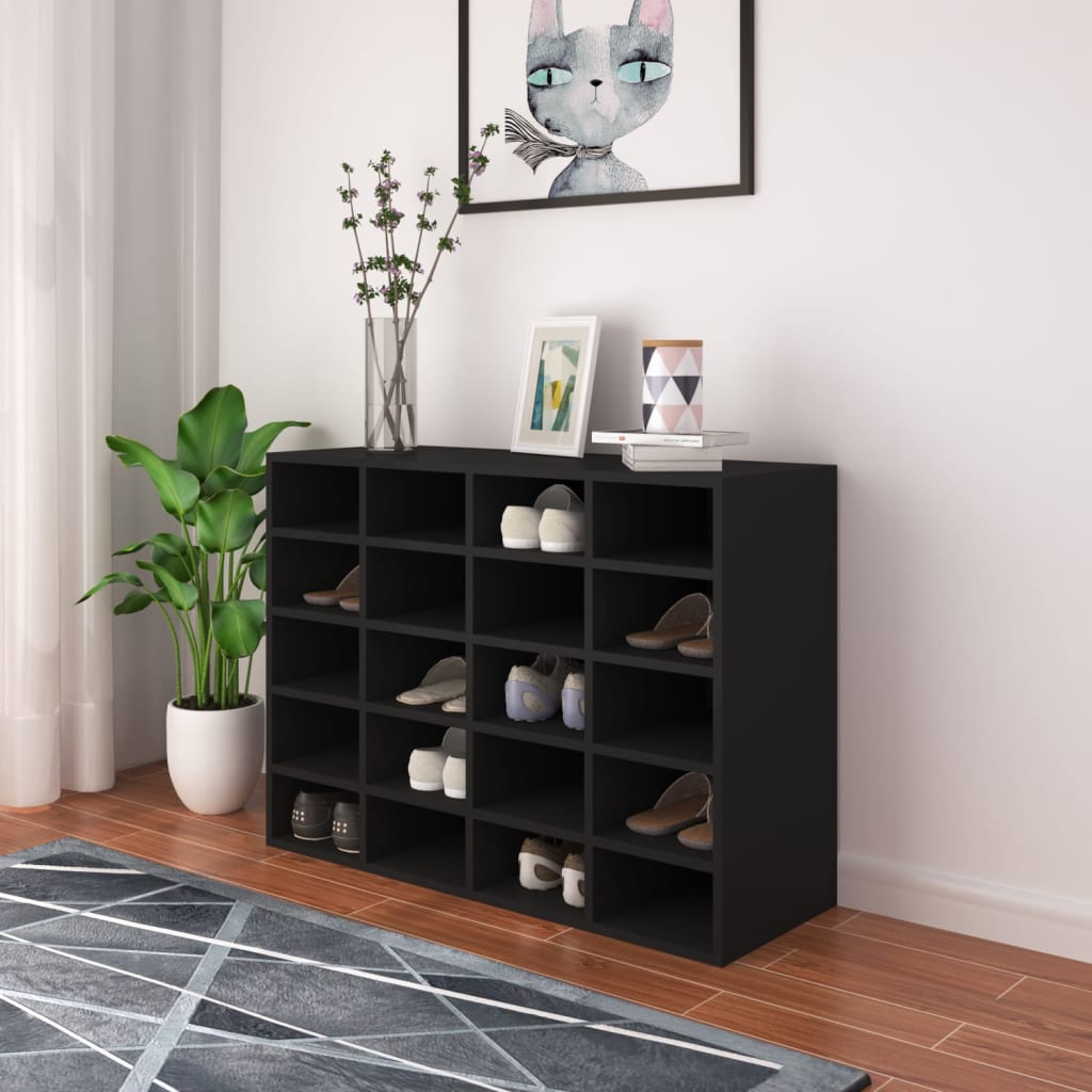 Schoenenrek 92X30X67,5 Cm Bewerkt Hout Zwart