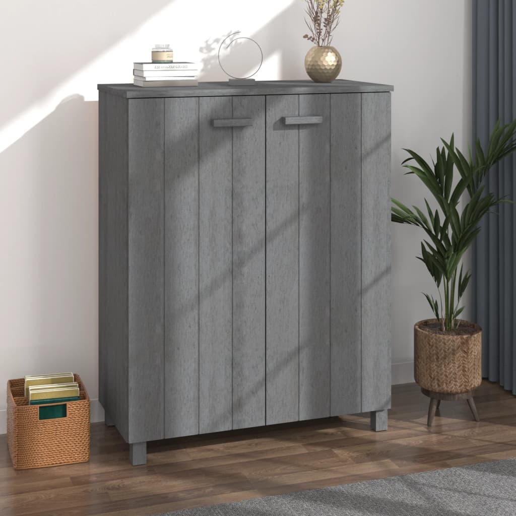 Schoenenkast Hamar 85X40X108 Cm Massief Grenenhout Donkergrijs