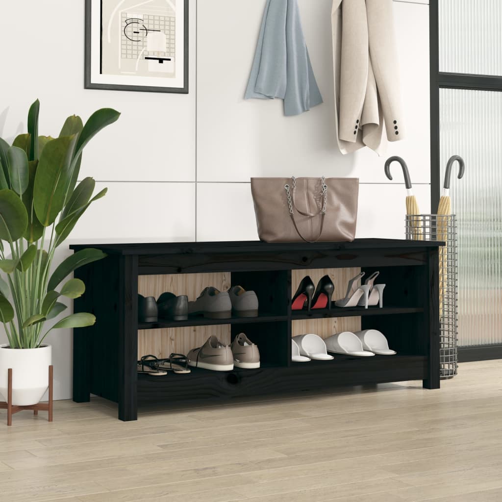 Schoenenbank 110X38X45,5 Cm Massief Grenenhout Zwart