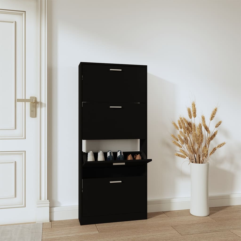 Schoenenkast 59X17X Bewerkt Hout Zwart