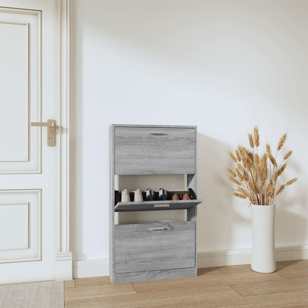 Schoenenkast 59X17X Bewerkt Hout Grijs Sonoma