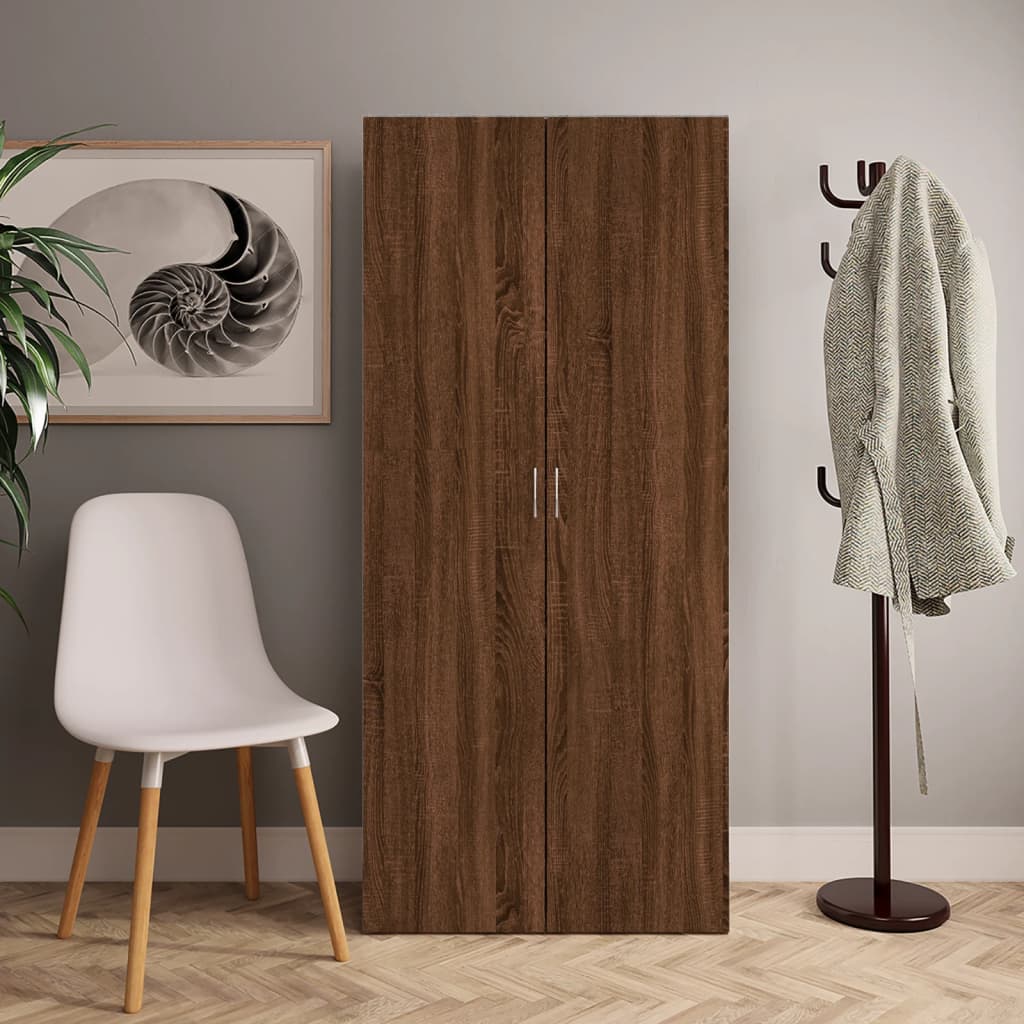 Schoenenkast 80X35,5X180 Cm Bewerkt Hout Bruin Eikenkleur