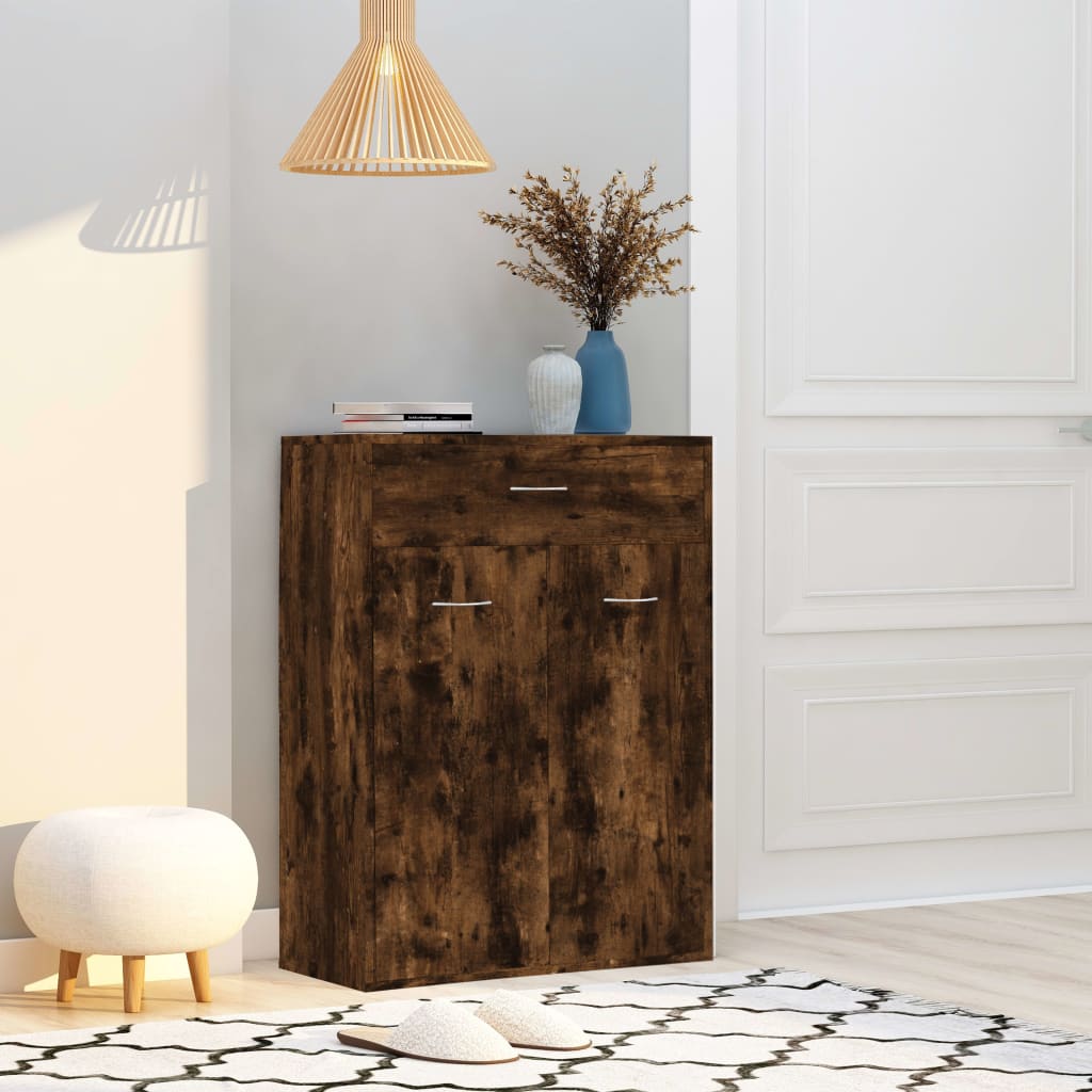 Schoenenkast 60X35X84 Cm Bewerkt Hout Kleurig Gerookt Eiken