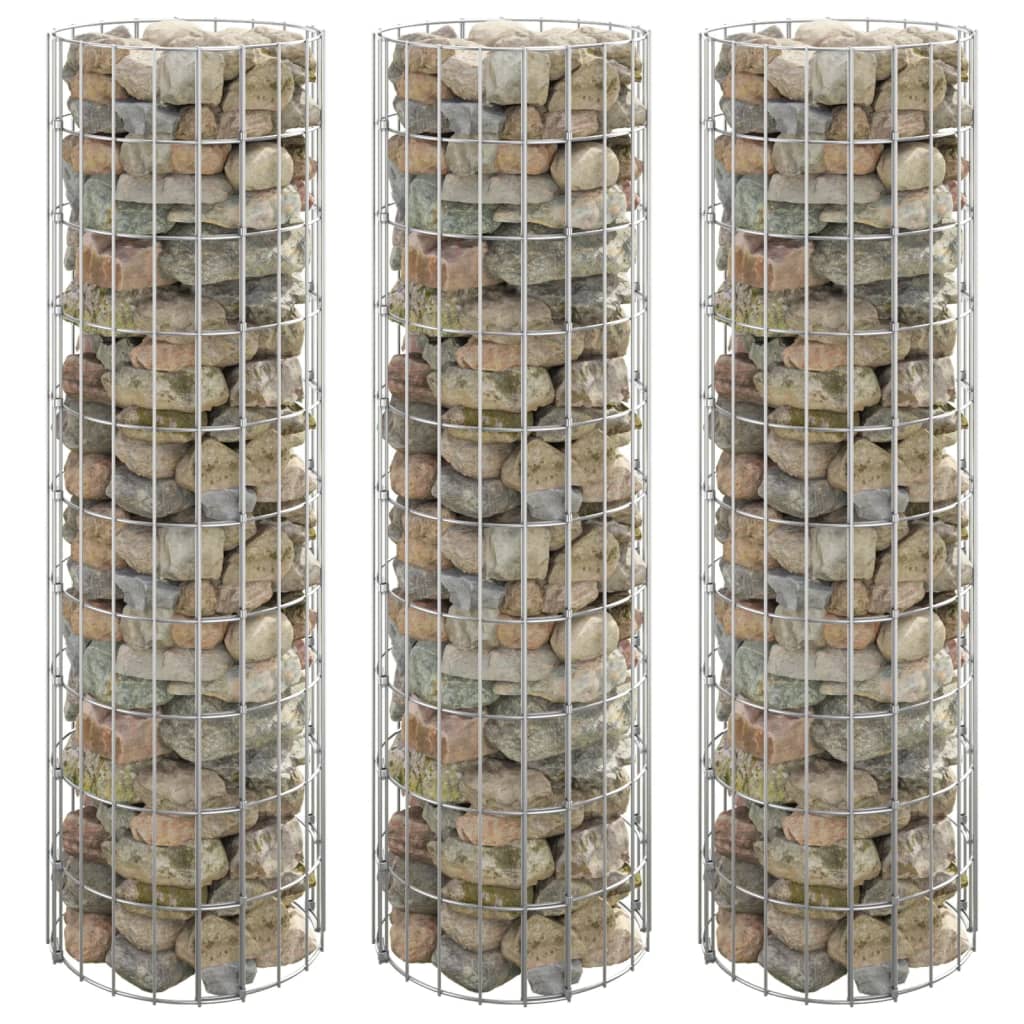 Gabion Plantenbakken 3 St Rond Verhoogd Ø30X100 Cm Staal