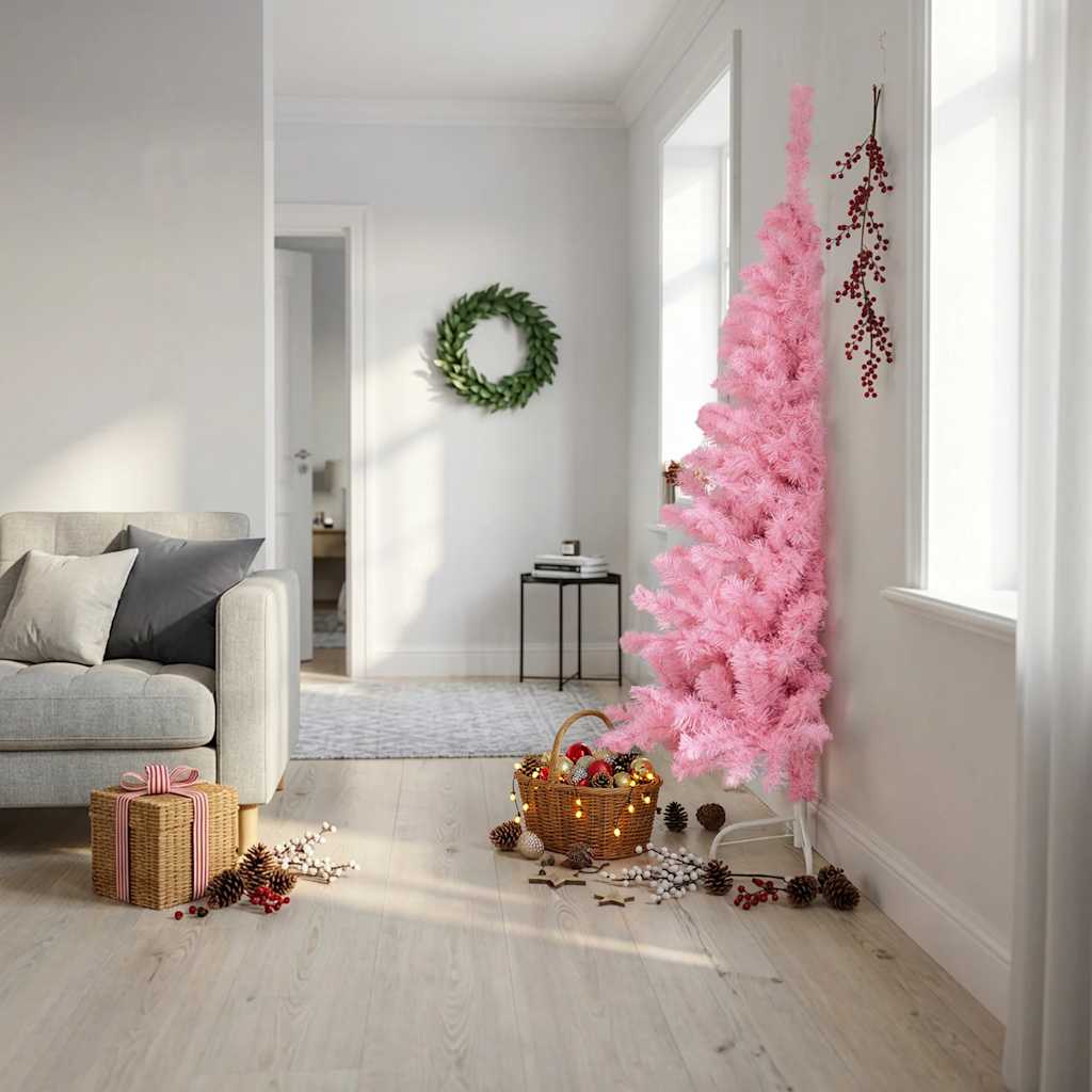 Kunstkerstboom Met Standaard Half 180 Cm Pvc Roze