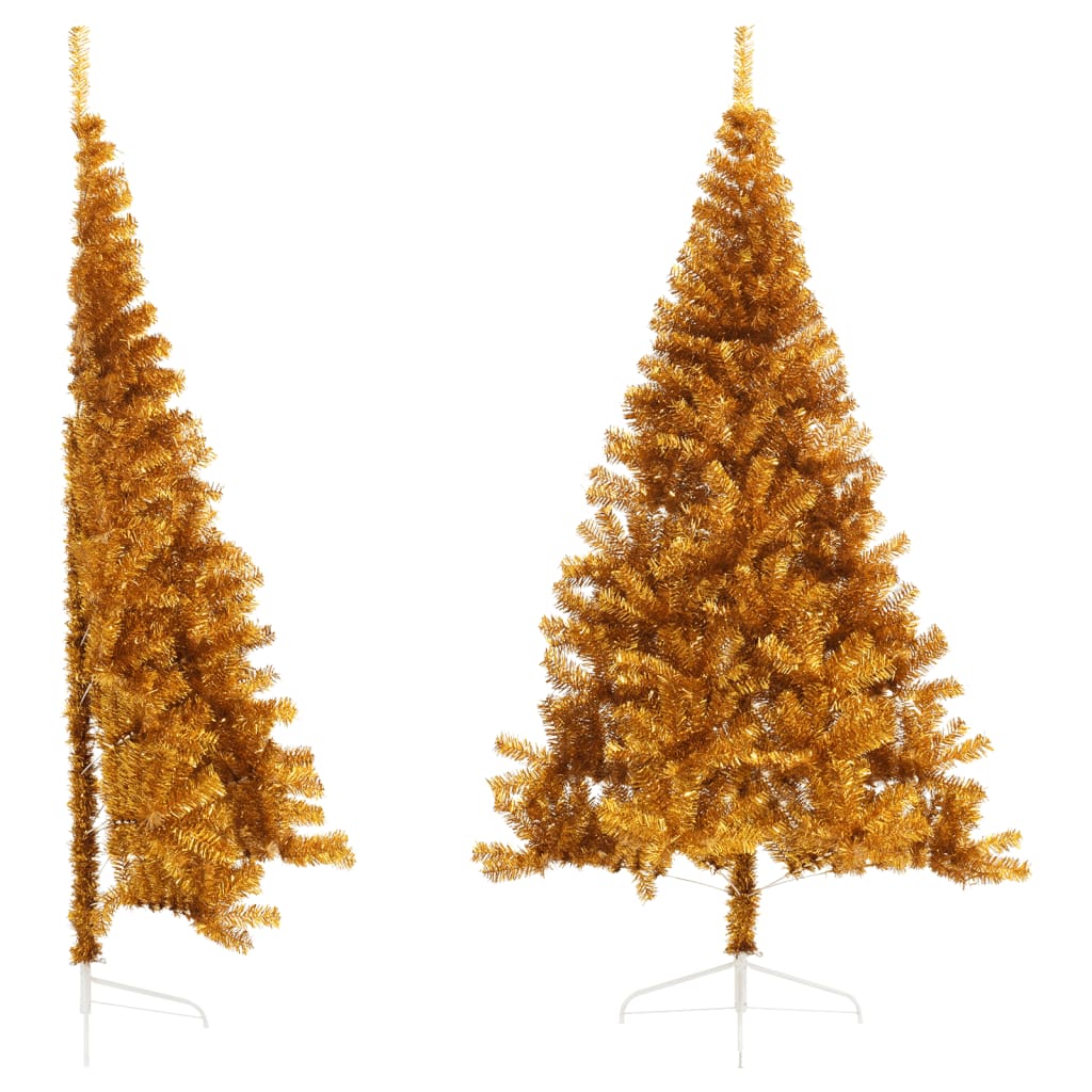 Kunstkerstboom Half Met Standaard 210 Cm Pet Kleurig Goud