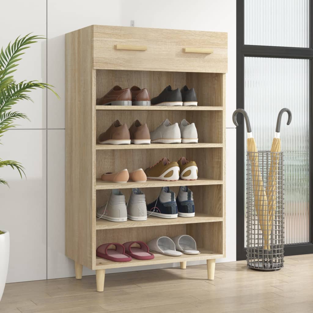 Schoenenkast 60X35X105 Cm Bewerkt Hout Kleurig Sonoma Eiken