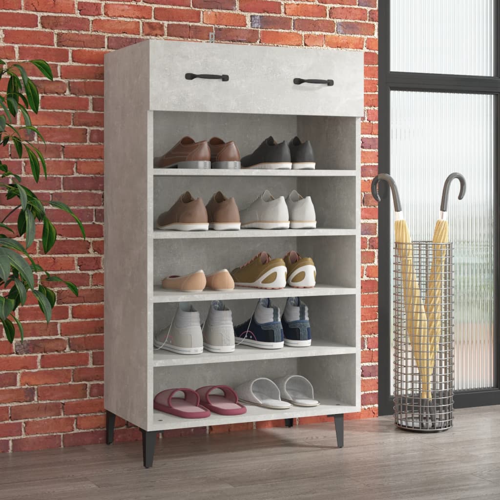Schoenenkast 60X35X105 Cm Bewerkt Hout Betongrijs