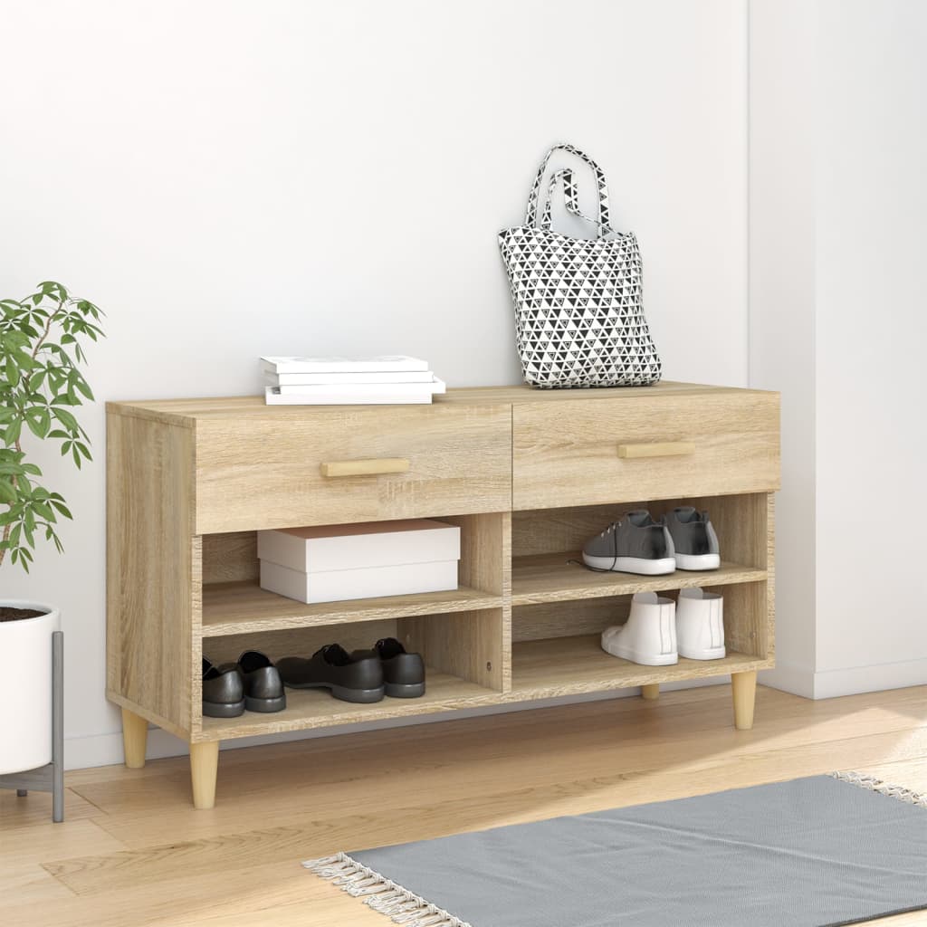 Schoenenkast 102X35X55 Cm Bewerkt Hout Kleurig Sonoma Eiken