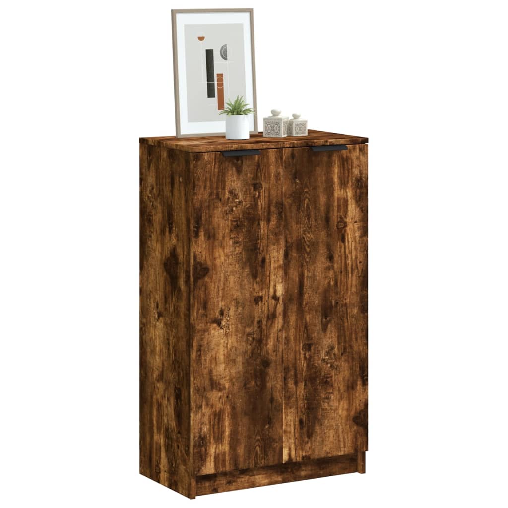 Schoenenkast 59X35X100 Cm Bewerkt Hout Kleurig Gerookt Eiken