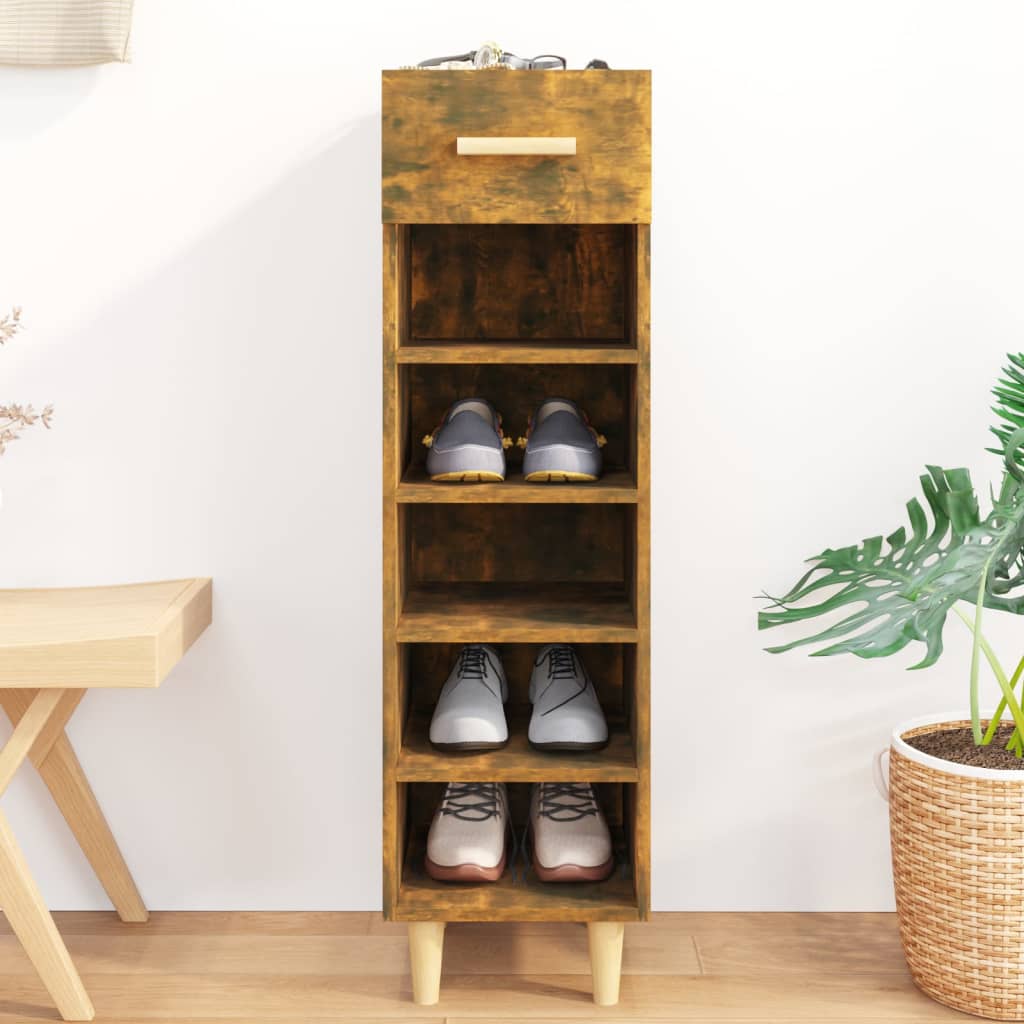 Schoenenkast 30X35X105 Cm Bewerkt Hout Kleurig Gerookt Eiken