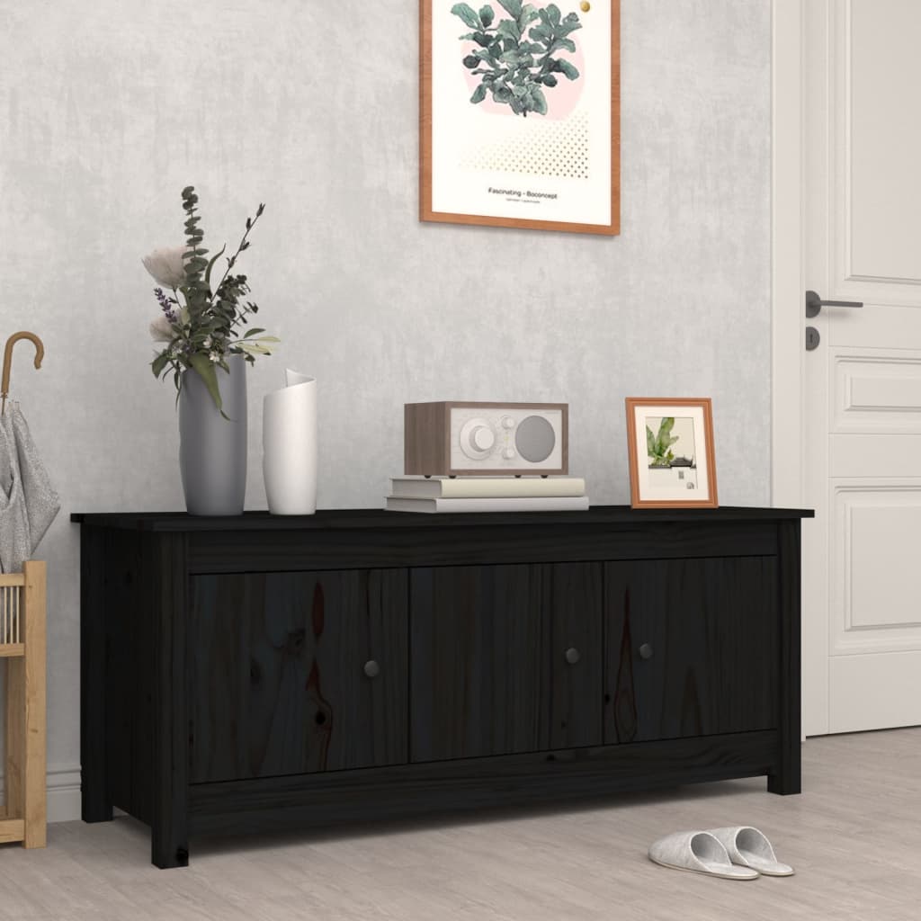 Schoenenkast 110X38X45,5 Cm Massief Grenenhout Zwart